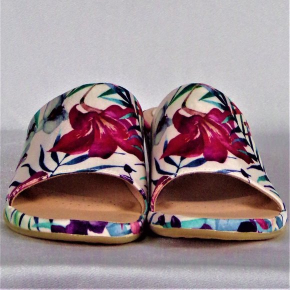 ONO 8M CARL 17 multicolor floral low-heel slide sandals leather uppers & linings - Picture 7 of 16